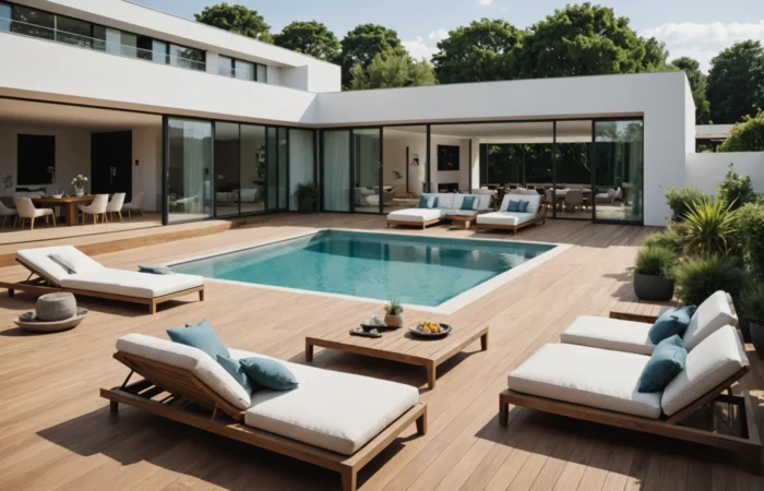 piscine intégrée dans la terrasse