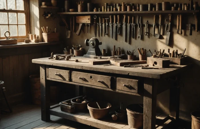 etabli en bois ancien